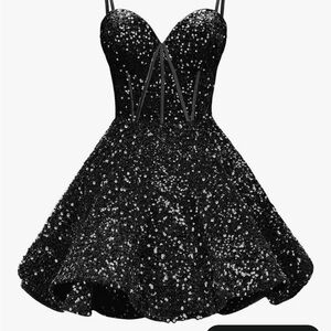 Black Sequin spaghetti strap homecoming/ party dress size 24